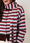 FRNCH Striped Button Up with Scarf Cardigan, Multi-Coloured