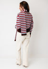 FRNCH Striped Button Up with Scarf Cardigan, Multi-Coloured
