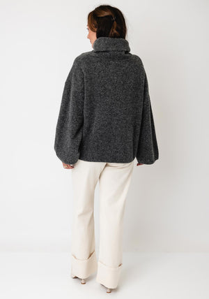 YERSE Relaxed Fit High Neckline Jumper, Grey