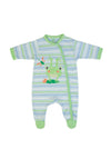 FS Baby Boy Frog Stripe Long Sleeve Babygrow, Blue