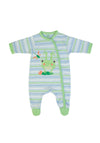 FS Baby Boy Frog Stripe Long Sleeve Babygrow, Blue