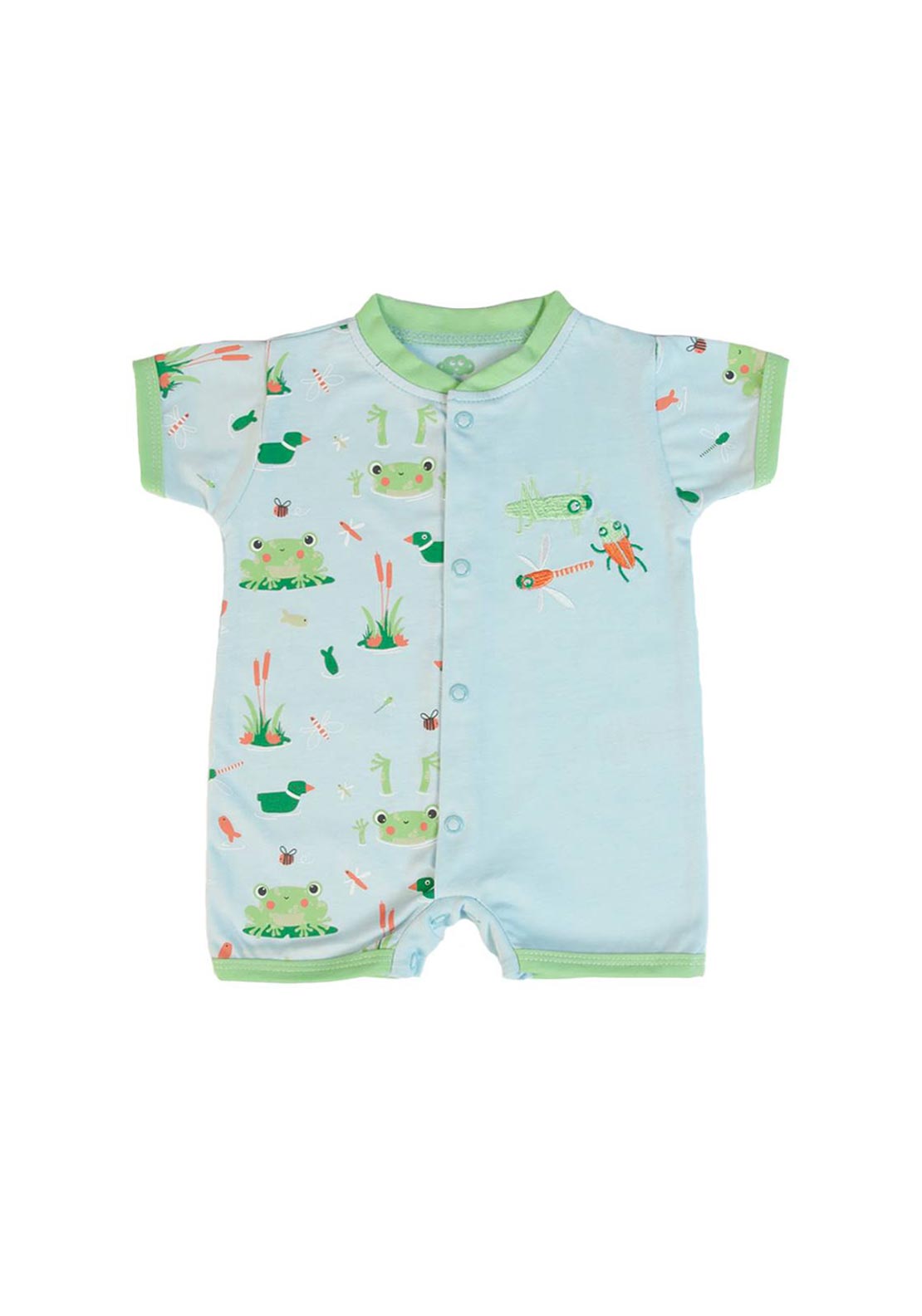 FS Baby Boy Frog Short Sleeve Romper, Blue