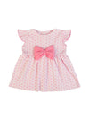 FS Baby Girl Heart Print Short Sleeve Dress, Pink