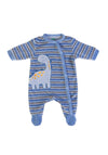 FS Baby Boy Dino Stripe Fleece Babygrow, Blue