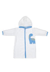 FS Baby Boy Dino Hooded Long Sleeve Bathrobe, White