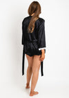 The Serafina Collection Floral Satin 4 Piece Nightwear Set, Black