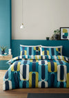 Fusion Orea Retro Geometric Duvet Cover Set, Blue