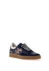 Another Trend Suede Leather Crackled Glitter Trainers, Navy