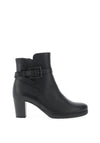 Gabor Comfort Leather Strap Buckle Heeled Boot, Black