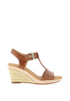 Gabor Leather T-Bar Woven Wedge Sandals, Brown