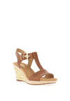 Gabor Leather T-Bar Woven Wedge Sandals, Brown