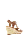 Gabor Leather T-Bar Woven Wedge Sandals, Brown