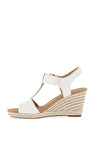 Gabor Leather T-Bar Woven Wedge Sandals, White