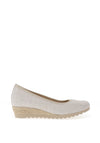 Gabor Leather Faux Croc Print Wedged Pumps, White Gold
