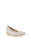 Gabor Leather Faux Croc Print Wedged Pumps, White Gold