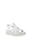 Gabor Leather Velcro Multi Strap Sandals, Silver & White