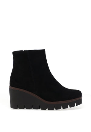 Gabor Suede Wedge Ankle Boots, Black