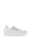 Gabor Leather Ribbed Chunky Sole Trainers, White
