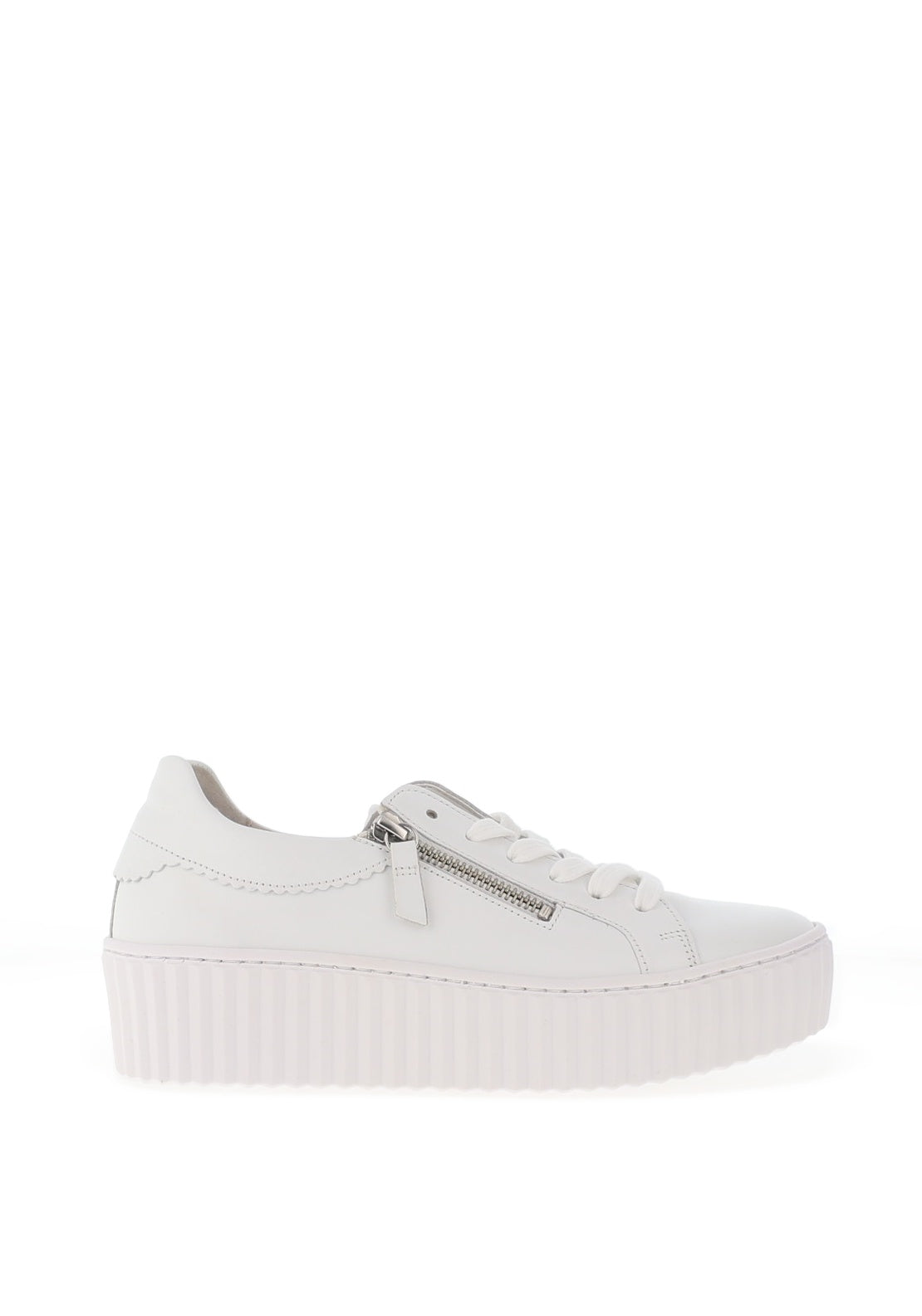 Gabor Leather Ribbed Chunky Sole Trainers, White