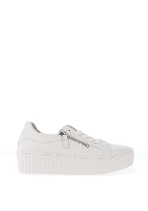 Gabor Leather Ribbed Chunky Sole Trainers, White