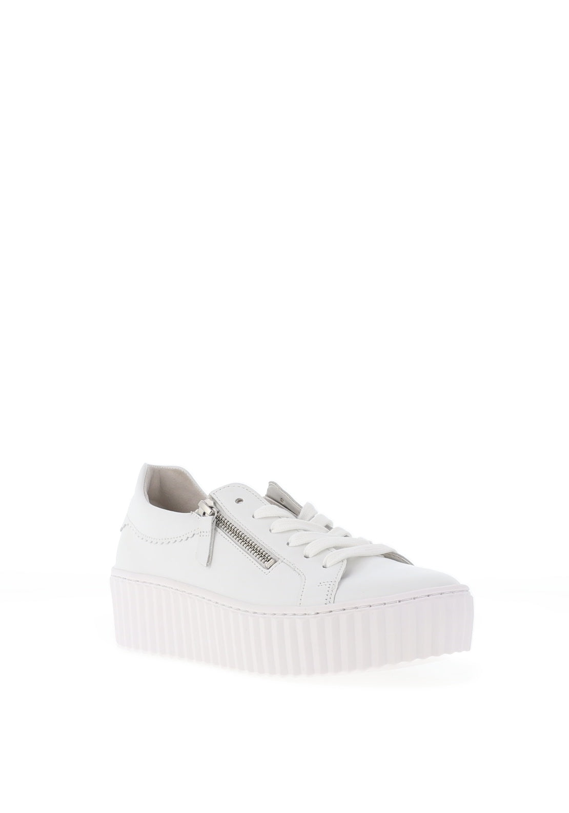 Gabor Leather Ribbed Chunky Sole Trainers, White