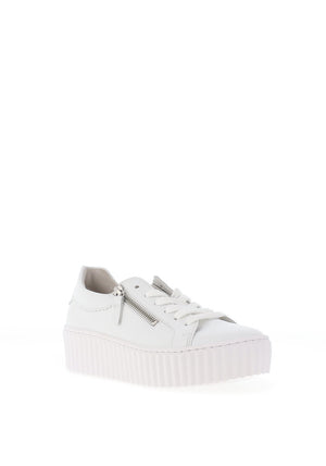 Gabor Leather Ribbed Chunky Sole Trainers, White