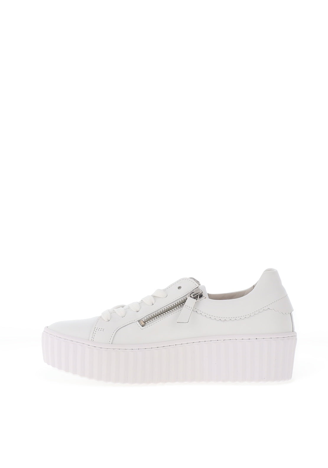 Gabor Leather Ribbed Chunky Sole Trainers, White