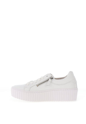 Gabor Leather Ribbed Chunky Sole Trainers, White