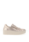 Gabor Leather Ribbed Chunky Sole Trainers, Rose Gold