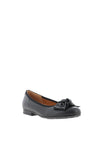 Gabor Wide Fit Leather Bow Detail Ballet Pumps, Black