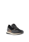 Gabor Wide Fit Mixed Leather Trainers, Black