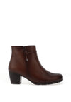 Gabor Leather Knot Block Heel Ankle Boots, Dark Brown