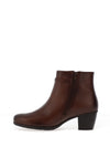 Gabor Leather Knot Block Heel Ankle Boots, Dark Brown