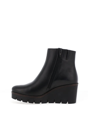 Gabor Leather Wedge Heeled Ankle Boots, Black