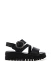 Gabor Leather Multi Velcro Strap Platform Sandals, Black