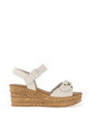 Gabor Smooth Leather Cork Wedge Sandals, White