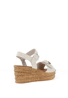 Gabor Smooth Leather Cork Wedge Sandals, White