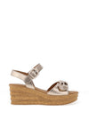 Gabor Metallic Leather Cork Wedge Sandals, Light Gold