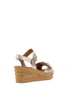 Gabor Metallic Leather Cork Wedge Sandals, Light Gold