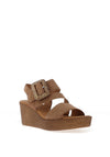 Gabor Suede Leather Criss Cross Wedge Sandals, Tan