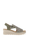 Rieker Womens Perforated Cage Sling Back Sandals, Green