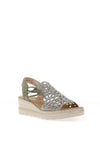 Rieker Womens Perforated Cage Sling Back Sandals, Green