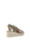 Rieker Womens Perforated Cage Sling Back Sandals, Green