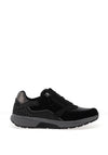 Gabor Rolling Soft Leather Leopard Print Trainers, Black