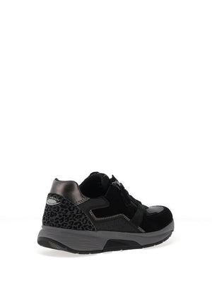 Gabor Rolling Soft Leather Leopard Print Trainers, Black