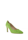 Gabor Suede Scallop Trim Pointed Court Shoes, Granny Green