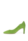 Gabor Suede Scallop Trim Pointed Court Shoes, Granny Green