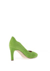 Gabor Suede Scallop Trim Pointed Court Shoes, Granny Green