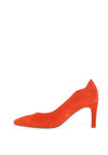 Gabor Suede Scallop Trim Pointed Court Shoes, Pumpkin