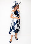 Gabriella Sanchez Floral Aline Bardot Dress, Navy